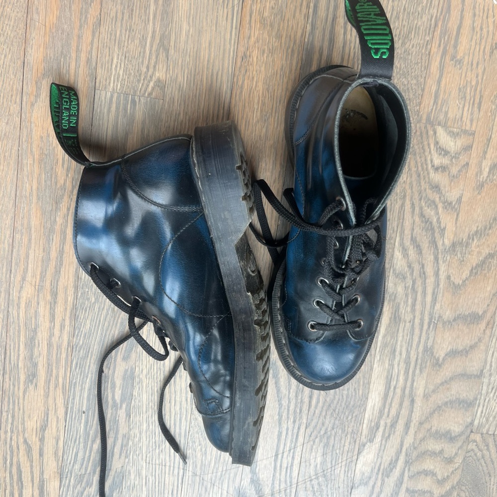 Like New Solovair Navy Rub-Off Monkey Boot